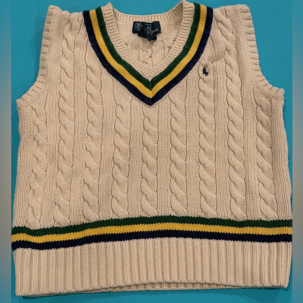 Preowned Vintage Polo Ralph Lauren Cricket Cable-Knit Sweater Vest Size 6 (Kids)